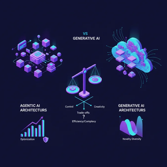 Agentic AI vs Generative AI: Architecture, Benchmarks, and Trade-offs